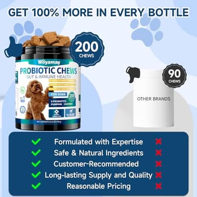 Woyamay Dog Probiotic for Dogs, 200 Soft Treats Dog Probiotics for Digestive Health & Immune System, Probiotic Chews for Dogs, Support Gut Health|Itchy Skin|Diarrhea|Gas Relief Treatment - Image 6
