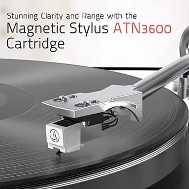 Record Player Turntable for Vinyl Record Wireless Output Aluminium Platter Belt-Drive LP Turn Table 2 Speed Phono RCA Line Out AT-3600L MM Cartridge Audio Sound USB Digital to PC Vinyl Recording Black - Image 2