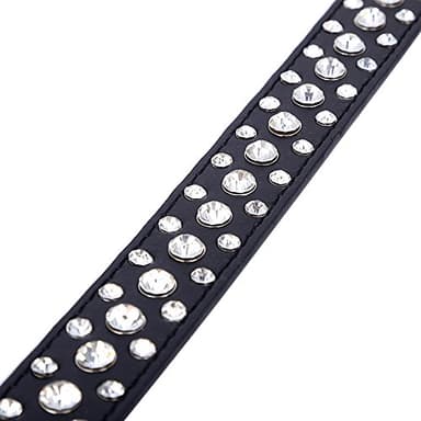 Dogs Kingdom 12"-20" Length Personalized Rhinestone Leather Bling Crystal Pet Dog Cat Collars for Small Medium Breeds Black S - Image 4