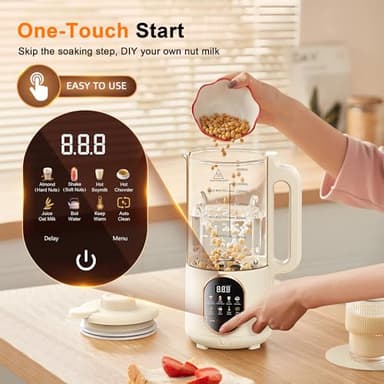 50oz Nut Milk Maker, 10 in 1 Automatic Nut Milk Maker with 20 Blades,Almond Milk Machine,Plant Based Milks Homemade Oat,Chowder,Juice,Soy Milk Machine with Delay Start,Boil Water,Keep Warm& Auto Clean - Image 3