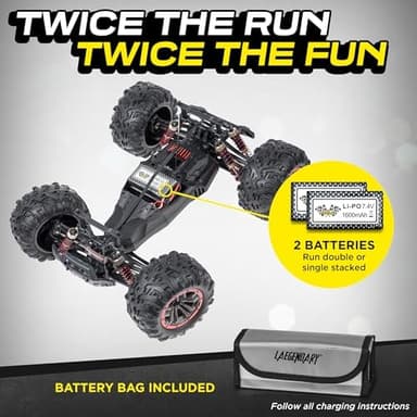 LAEGENDARY Remote Control Car, Hobby Grade RC Car 1:10 Scale Brushed Motor with Two Batteries, 4x4 Off-Road Waterproof RC Truck, Fast RC Cars for Adults, RC Cars, Remote Control Truck - Image 5
