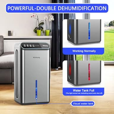 Dehumidifiers for Home (85 OZ Water Tank, 800 sq.ft) Quiet Small Dehumidifier for Basement Bedroom Bathroom with Drain Hose, 3 Gear Timer, Sleep Mode, Auto Shut Off, 7 Color Ambient Light - Image 5