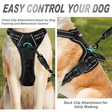 BARKBAY No Pull Dog Harness Front Clip Heavy Duty Reflective Easy Control Handle for Large Dog Walking(Black,M) - Image 2