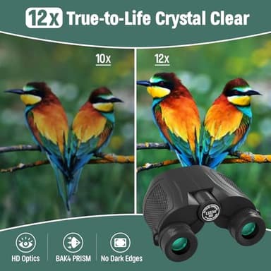 12x30 Compact Binoculars for Adults and Kids, High Power Lightweight Small Binoculars with Phone Adapter for Cruise Ship Hiking Bird Watching Sports Safari Viewing Football Sports Concert - Image 3