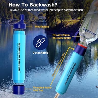 Membrane Solutions Personal Water Filter, Survival Filtration Straw Portable Gear, Emergency Preparedness, Supply for Drinking Hiking Camping Travel Hunting Fishing Team Family Outing (Blue, 6 Pack) - Image 6