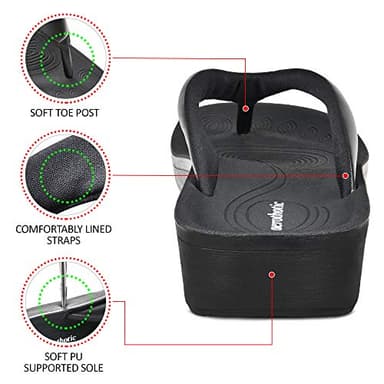 AEROTHOTIC Arch Support Flip Flops for women Stylish Cushioned Padded Straps with Soft Toe Post Slip on Footwear Dressy Travel Recovery Outdoor Comfortable Walking Sandals (Ravine Black, Size 11) - Image 6