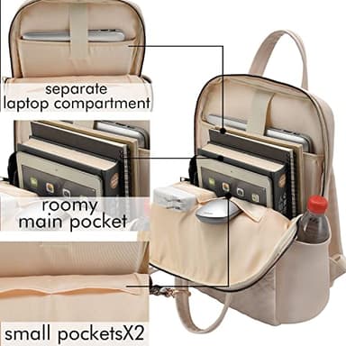 Laptop Backpack for Women Slim Travel - Laptop Bag Computer Case Fit up to 15.6-inch Notebook Lightweight Medium Size Purse for Work Bookbag Water-resistant Business Fashion Stylish PU Leather Brown - Image 3