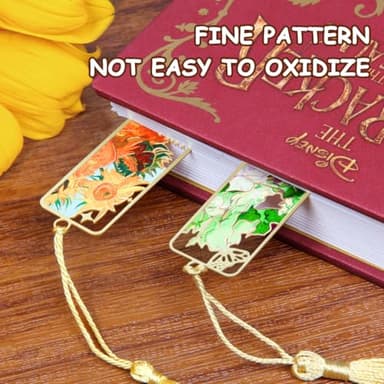 Kinsound 4pcs Metal Bookmarks with Tassel, Van Gogh Monet Oil Painting Theme Cute Book Markers for Reading Women, Book Lovers, Reading Accessories Gifts for Book Lovers - Image 3