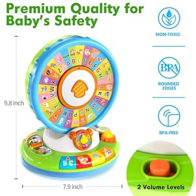 Toys for 1 2 3 Years Old Boys Girls, Musical Spin & Sing Alphabet Zoo with Lights & Sounds, Learning Educational Toys for Toddler 1-3, Christmas Birthday Gifts for Baby Kids Age 6-9-12-18 Months - Image 6