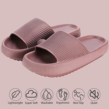 rosyclo Cloud Slippers for Women and Men, Pillow House Slippers Soft Comfortable Cushioned Lightweight Home Shower Shoes Women's Cloud Slide Sandals for Ladies Indoor, Wine Red - Image 2