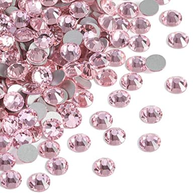 Beadsland 288pcs Flat Back Crystal Rhinestones Round Gems for Nail Art and Craft Glue Fix, Light Pink, SS34,7.1-7.3mm - Image 2