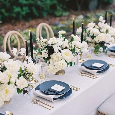 sancua Rectangle Tablecloth - 60 x 102 Inch - Stain and Wrinkle Resistant Washable Polyester Table Cloth, Decorative Fabric Table Cover for Dining Tables, Buffet Parties and Camping, White - Image 4