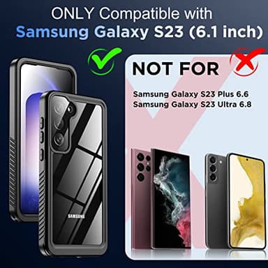 Temdan for Samsung Galaxy S23 Case,Waterproof Built-in Lens & Screen Protector[Full Body Shockproof][12 FT Military Drop Proof][Dustproof][IP68 Underwater] Case for Galaxy S23 5G 6.1’’-Black/Clear - Image 2