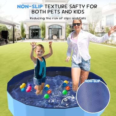 Bilibara 63'' Foldable Dog Pet Bath Pool, Heavy Duty Non-Slip Kiddie Pool, Plastic Pet Wading Pool for Puppy Small Medium Large Dogs, Indoor and Outdoor Kids Pet Dog Bathtub - Image 3
