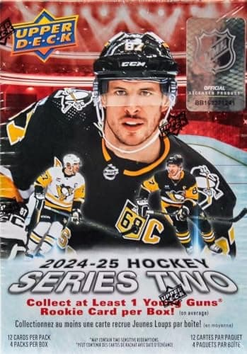 2024 2025 Upper Deck Hockey 2nd Series Blaster Box of Packs with Chance for Macklin Celebrini and Matvei Michkov Young Guns Rookie Cards and a Green Dazzlers Insert Card Plus - Image 1