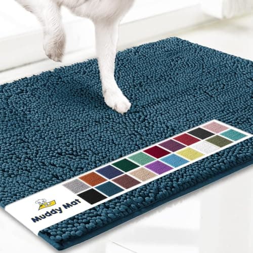 Muddy Mat® Shown on TV–Super Absorbent Microfiber Dog Door Mat for Muddy Paws, Non-Slip Washable Pet Rug, Quick Dry Chenille Entryway Carpet, Machine Washable Indoor Outdoor mat–Atlantic Blue 35"x24" - Image 1
