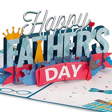 Paper Love Happy Fathers Day Pop Up Card, Gift For Dad, Husband, Son, Anyone - 5" x 7" Cover - Includes Envelope and Note Tag - Image 1