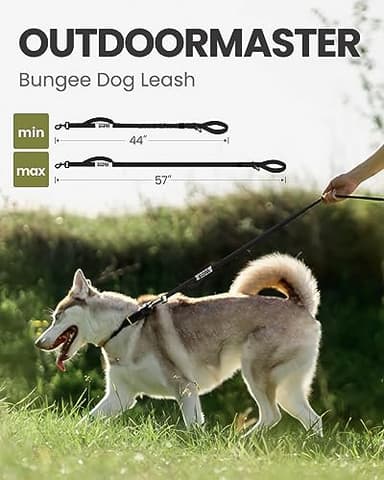 OutdoorMaster Bungee Dog Leash, Heavy Duty Dog Leash with Shock Absorption, 2 Padded Handles Training Leash, Improved Dog Safety and Comfort (Black, 4 FT) - Image 3