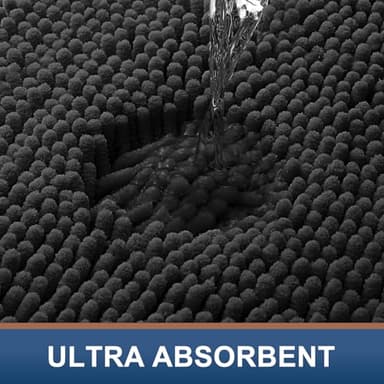 Smiry Luxury Chenille Bathroom Rugs 36x24, Extra Soft and Absorbent Shaggy Bath Mat, Machine Washable, Non-Slip Plush Carpet Runner for Tub, Shower, and Floor, Home Decor Accessories, Black - Image 4