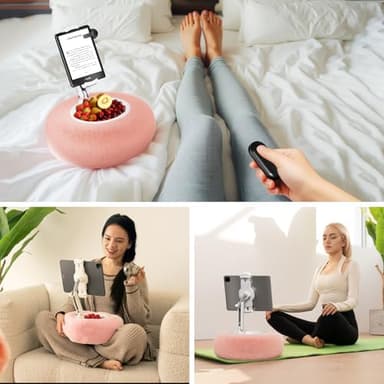 SupeDesk Tablet Pillow Stand for Reading, Adjustable Tablet Stand Phone Holder for Bed with Detachable Snack Bowl, Fits 4.7"-13" Kindle/Phones/Tablets, Watch Videos, Stream Media, Pink - Image 2