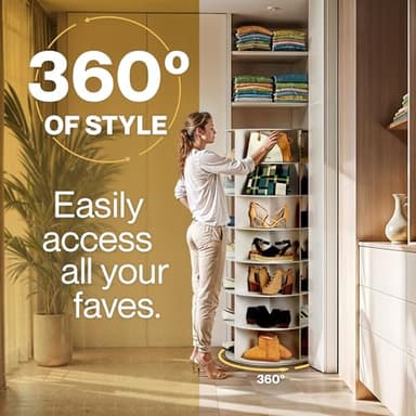 LOFT + IVY 7 Tier Rotating Shoe Rack Tower – 360° Spinning Storage Organizer, Modern Round Shoe Carousel for Closet, Entryway, Bedroom – Space Saving Rotating Lazy Susan Storage Tower - Image 2