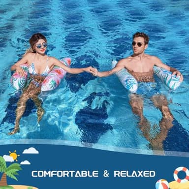 Pool Floats - 2 Pack Inflatable Pool Rafts, Pool Floats Adult Size, 4-in-1 Floats for Swimming Pool, Thick PVC Pool Float Lounger Water Hammock - Image 8