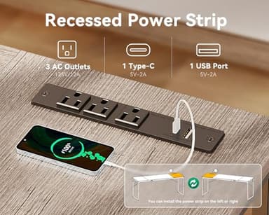 Coleshome 71 x 24 Inch Computer Desk with USB Ports, Large Office Desk, Long Study Student Writing Desk, Grey Oak - Image 6