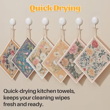 JOYMOOP 12 Pack Decorate Cleaning Cloth (Quiet Luxury of Decorative Series), Reusable Absorbent Dish Towels, Non-Scratch Washable Rags for Cookware, Kitchen and Household Cleaning - 6.7×7.9 inch - Image 8