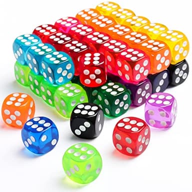 50 Pieces Dice Set, 14mm Bulk 6 Sided Colored Dices for Board Games, Math Learning,Classroom - Image 1