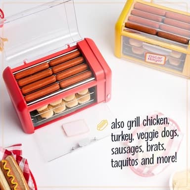Nostalgia Oscar Mayer Extra Large Countertop 8 Hot Dog Roller and Bun Toaster Oven - Stainless Steel Rollers and Non-stick Warming Racks - Adjustable Timer - Image 5