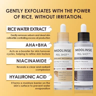 Peel Shot Glow Rice Ampoule Duo | White & Black Rice Exfoliant Face and Body Scrub with Hyaluronic Acid & Rice Extract | Facial Exfoliator, Pore Refining, Dead Skin Cells Remover - Image 3