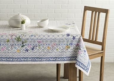 Maison d' Hermine Table Cloth Square Table 100% Cotton 54 x 54 Inches Tablecloth Reusable Decorative Everyday Use for Dining Room, Farmhouse, Home, Party, Festive & Wedding Spring Summer - Faience - Image 9