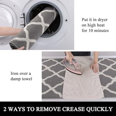 SHACOS Door Mats 20"x32" Indoor Washable Kitchen Entryway Rug Non Slip Absorbent Floor Mat for Home Entrance Garage, Light Gray - Image 9