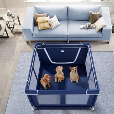 Puppy Playpen Indoor for Dog Small Pets, Dog Playpen 42x42 x25 inch, Dog Play Pen Indoors with Gate, Oxford Fabric Pet Exercise pens for Puppy, Anti-Tipping Dog Enclosure with Zipper Door - Image 4