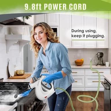 Pressurized Handheld Multi-Surface Natural Steam Cleaner with 12 pcs Accessories, Multi-Purpose Steamer for Home Use, Steamer for Cleaning Floor, Upholstery, Grout and Car (Grey) - Image 6