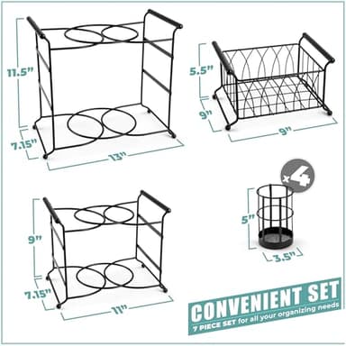 Sorbus® Buffet Caddy — 7-Piece Stackable Set Includes Plate, Napkin, and Silverware Holder, 3-Tier Detachable Tabletop Organizer — Ideal for Kitchen, Dining, Entertaining, Parties,Thanksgiving (Black) - Image 3