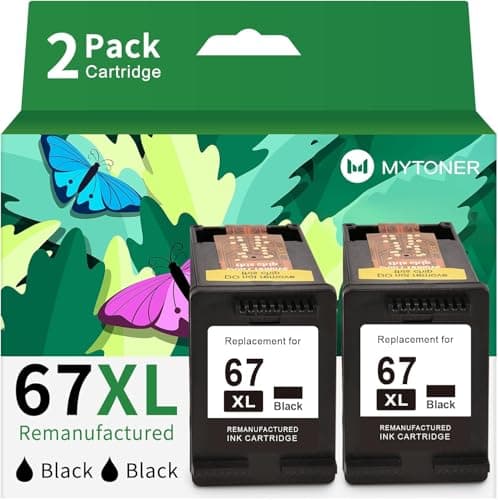 67XL Black Ink Cartridge Combo Pack Replacement for HP Ink 67 67xl hp Printer Ink for DeskJet 2700e 2700 2755e 2755 2734e Envy 6055e 6400 6000 Envy Pro 6452 6458 Printer (2 Black - Image 1