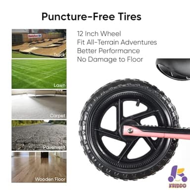 KRIDDO Toddler Balance Bike 2 Year Old, Age 24 Months to 5 Years Old, Early Learning Interactive Push Bicycle with Steady Balancing, Gift Bike for 2-5 Boys Girls, Pink - Image 6