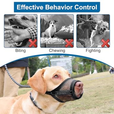 LUCKYPAW Dog Muzzle, Mesh Muzzle for Large Medium Dogs, Soft Mouth Cover to Prevent Biting Chewing, Drinkable Breathable Adjustable Puppy Mouth Guard (L, Black) - Image 5