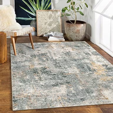 Lahome Washable 5x7 Area Rugs for Living Room, Grey Neutral Modern Abstract Rug for Bedroom Non Slip, Soft Contemporary Low Pile Indoor Carpet for Dorm Guest Dining Room Table Apartment - Image 9