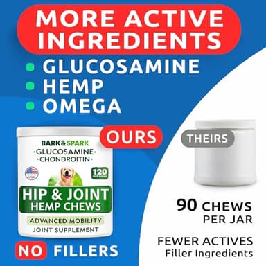 Hemp Hip & Joint Supplement for Dogs - Glucosamine for Dogs - Dog Joint Pain Relief Treats - Chondroitin, MSM - Mobility & Flexibility Support - Advanced Joint Care & Health - Made in USA - Image 5