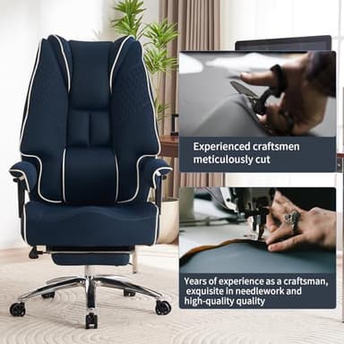 EXCEBET Big and Tall Office Chair 400lbs Wide Seat, Leather High Back Executive Office Chair with Foot Rest, Ergonomic Chairs Lumbar Support for Lower Back Pain Relief (Mesh Dark Blue) - Image 7