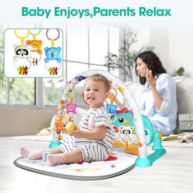 IMAXTOP Baby Play Mat,Funny Tummy Time Mat Toys,Music & Light Kick and Play Piano Mat, Baby Play Gym for Newborn Infant,Baby Activity Center Mat with 5 Sensory Baby Toys 0-6-12 Months Dinosaur Theme - Image 5