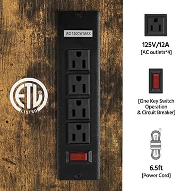 Yaheetech TV Stand with Power Outlet, Entertainment Center for 65 70 Inch TV, 3 Tiers Vintage TV Console Table for Living Room, Media Console with Shelves, Rustic Brown - Image 7