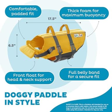 Outward Hound Granby Splash Dog Life Jacket, High-Buoyancy Dog Life Vest for Swimming, Boating, and Water Safety, Large, Yellow - Image 4