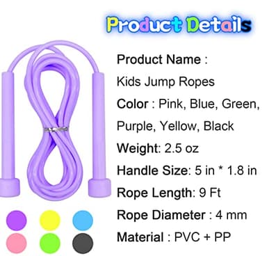 Jump Rope for Kids, 6 Pack Length Adjustable Lightweight Kids Skipping Rope for Children, Students, Boys and Girls Outdoor Sports, Fitness Exercise, Keeping Fit, Workout - Image 5