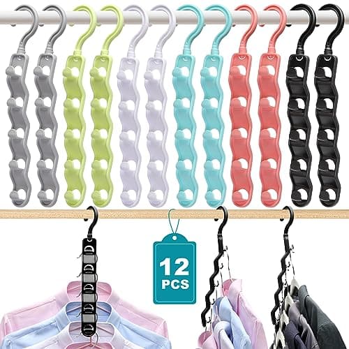 Closet Organizers and Storage,Upgraded Organization and Storage Clothes Hanger,12 Pack College Dorm Room Essentials,Sturdy Closet Organizer Home Essentials Space Saving Hangers for Thick Clothe - Image 1