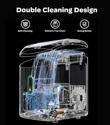 Silonn Nugget Ice Maker Countertop, Portable Pellet Ice Machine with Self-Cleaning Function, Sonic Ice Maker Produces 33lbs of Chewable Ice in 24 Hours, Ideal for Home Kitchen and Office, Black - Image 3