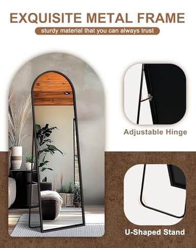 Delma Arched Mirror Full Length,Standing Mirror Full Body,Large Floor with Stand for Wall Entryway Door Bedroom Bathroom Living Room - Image 4