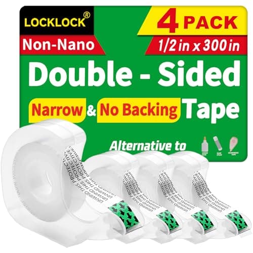 Double Sided Tape Light Duty, 4 Pack, 1/2 x 300 inches, Narrow Double Stick tape with Dispenser for Crafts, Arts Projects, Gifts Wrapping, Alternative to Scrapbook Tape, Office and School Supplies. - Image 1